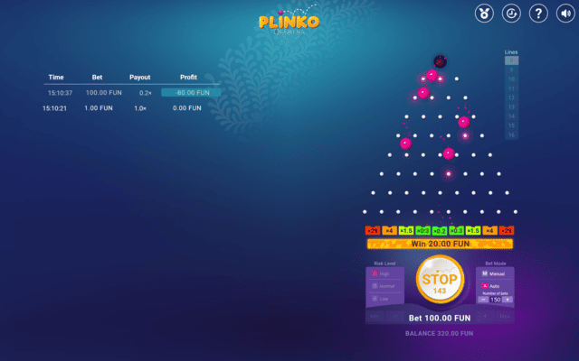 Plinko game ball drop