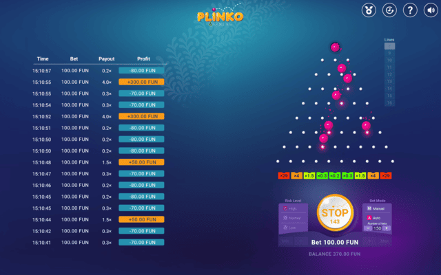 Plinko game ball path