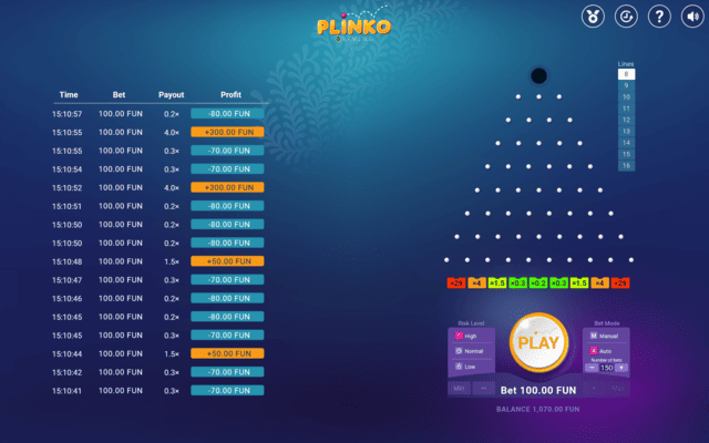 Plinko game history list