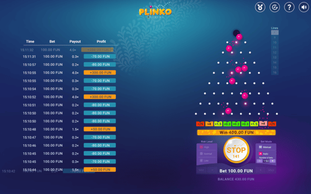 Plinko game multiple balls