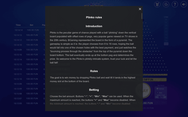 Plinko game rules scroll